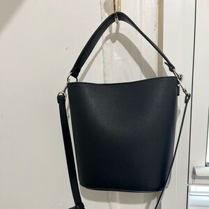 UNIQLO Black faux leather bucket bag